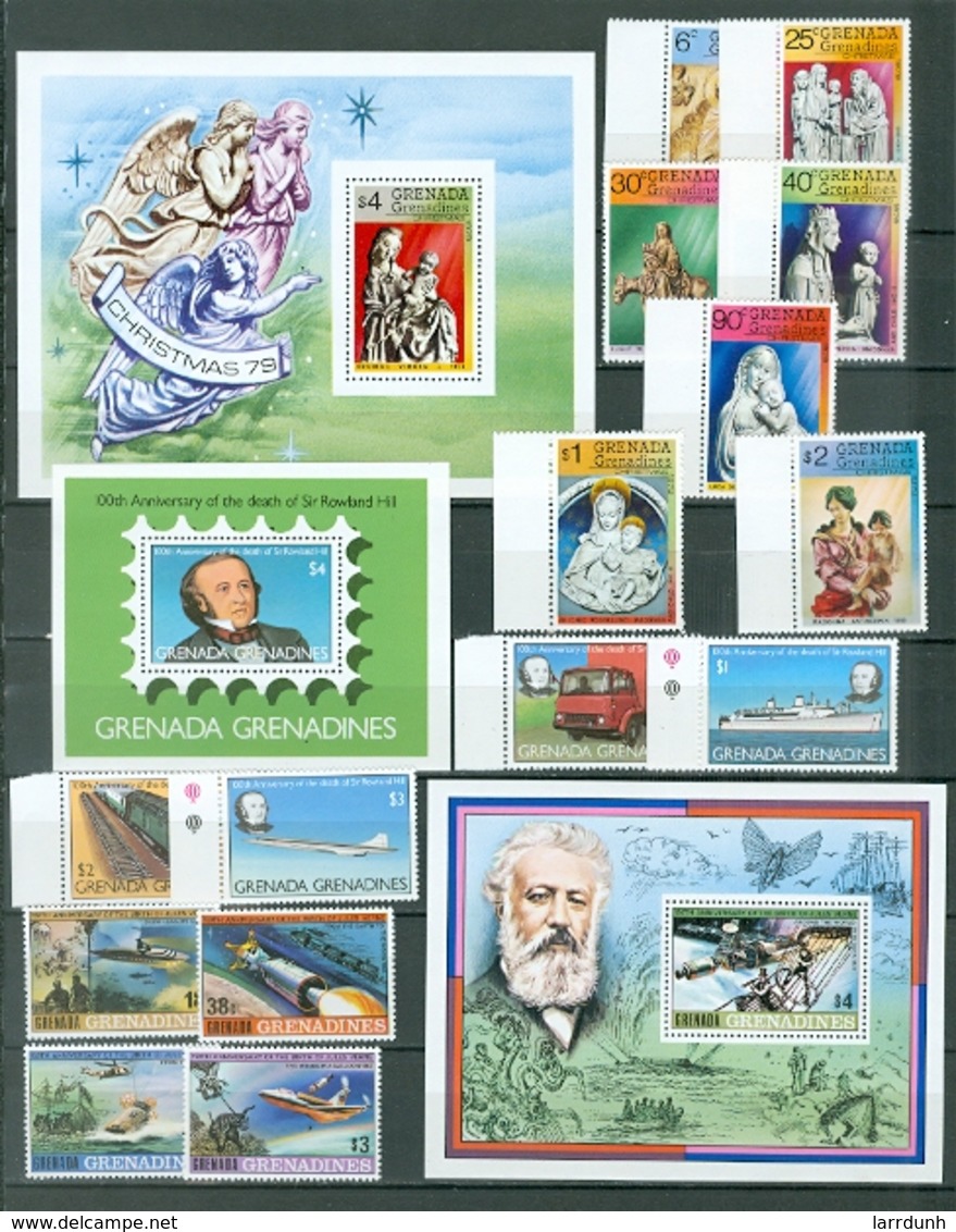 Grenada Grenadines Christmas Rowland Hill Jules Verne Set Souvenir Sheet Block MNH WYSIWYG 1979 A04s - Grenada (1974-...)