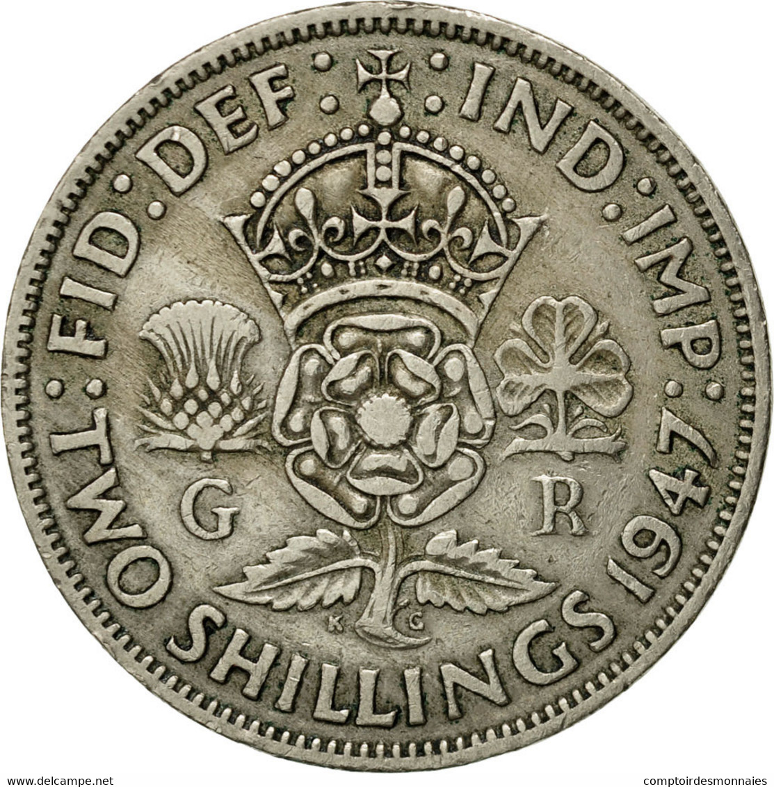 Monnaie, Grande-Bretagne, George VI, Florin, Two Shillings, 1947, TTB - J. 1 Florin / 2 Schillings