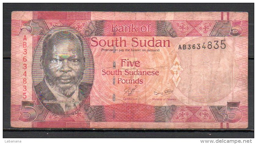 Soudan Du Sud Billet De 5 Pounds AB363 - Soudan Du Sud