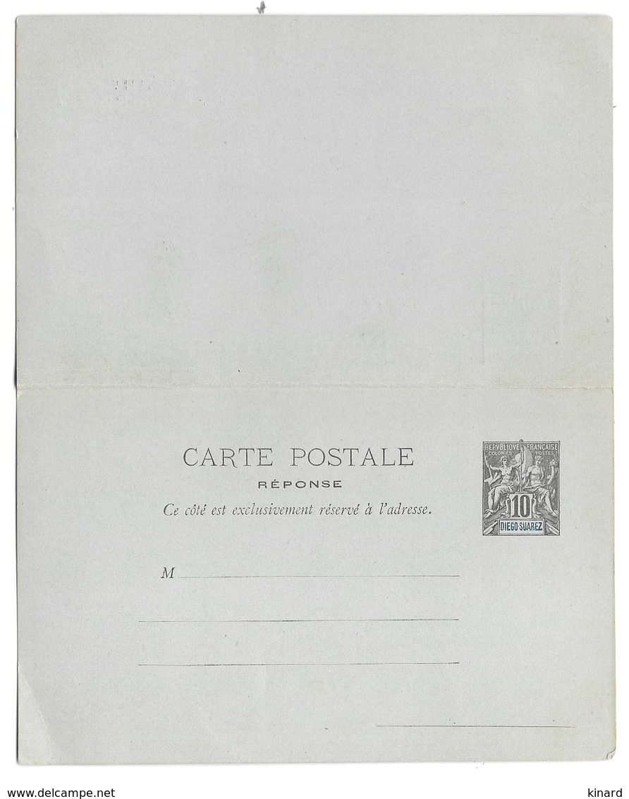 ENTIER POSTAL.... 10 CTS .DIEGO SUAREZ... AVEC CARTE REPONSE ...ETAT NEUF. VOIR SCAN - Covers & Documents