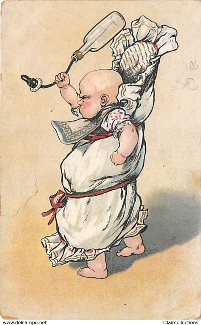 Thème Publicité  Alcools Ou Boissons. Enfant Et Biberon . Dessinée   Déchirure  (voir Scan) - Sonstige & Ohne Zuordnung