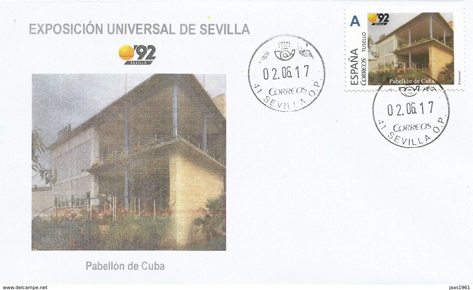 SPAIN. COVER EXPO'92 SEVILLA. CUBA PAVILION. "TU SELLO" - Cartas & Documentos