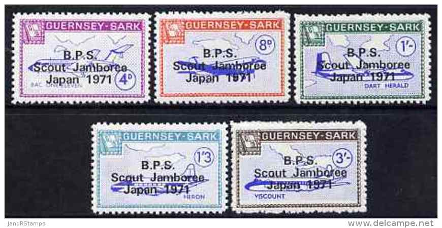 83835 Guernsey - Sark 1971 Scouts Jamboree O/p In Black (aviation Douglas Dc-3) Set Of 5 Unmounted Mint - Guernsey