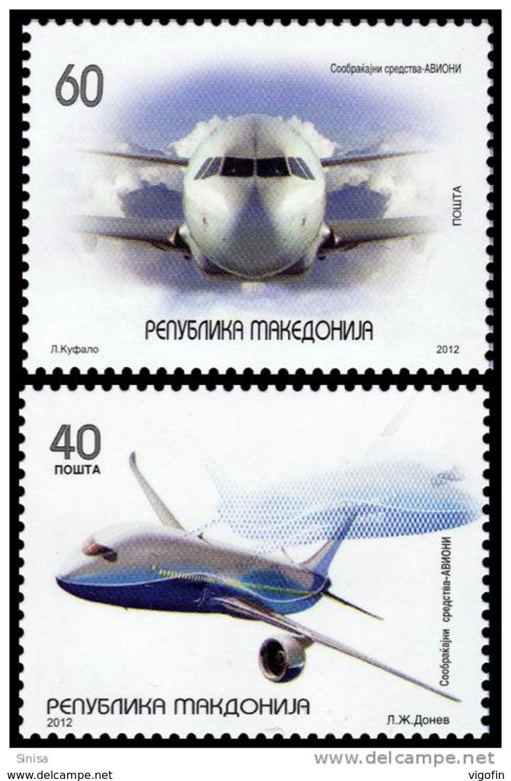 MK 2012-622A AIR PLANE, MACEDONIA, 1 X 2v, MNH - Nordmazedonien