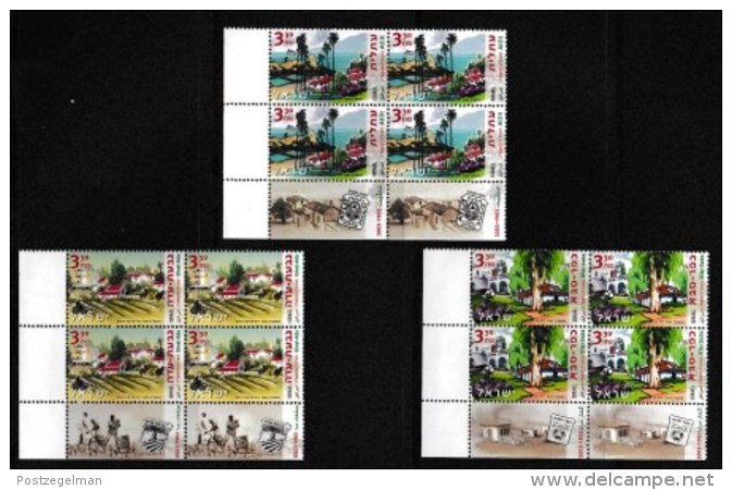 ISRAEL, 2003, Mint Never Hinged Stamp(s) In Blocks, Centenary Of Village,  M1736-1738,  Scan X857, With Tab(s) - Unused Stamps (with Tabs)
