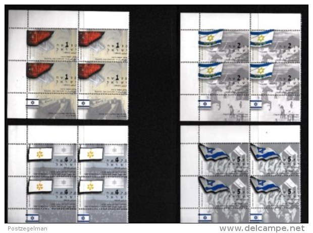 ISRAEL, 2003, Mint Never Hinged Stamp(s) In Blocks, The Flag,  M1739-1742,  Scan X858, With Tab(s) - Unused Stamps (with Tabs)