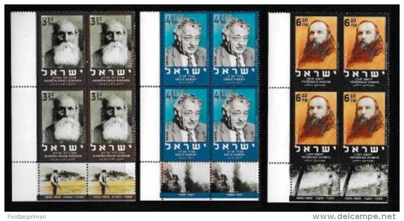 ISRAEL, 2003, Mint Never Hinged Stamp(s) In Blocks, Famous Persons,  Scan X860, With Tab(s) - Unused Stamps (with Tabs)