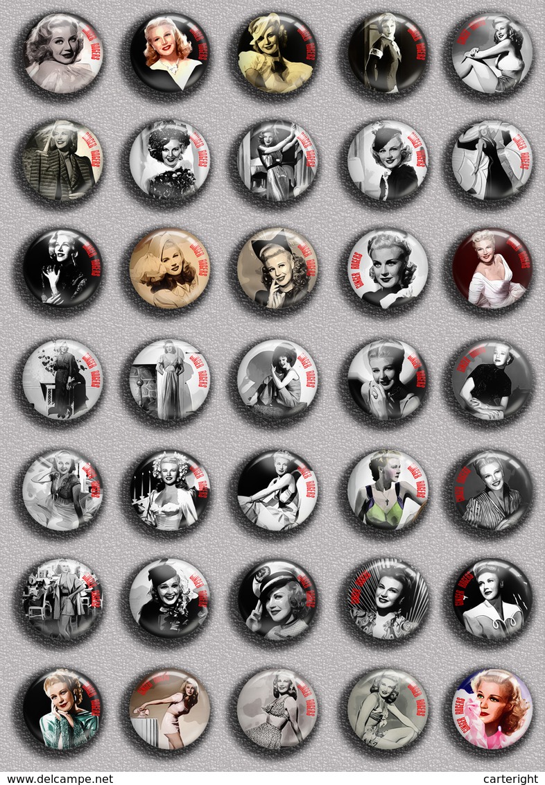 Ginger Rogers Movie Film Fan ART BADGE BUTTON PIN SET 1  (1inch/25mm Diameter) 35 DIFF - Kino