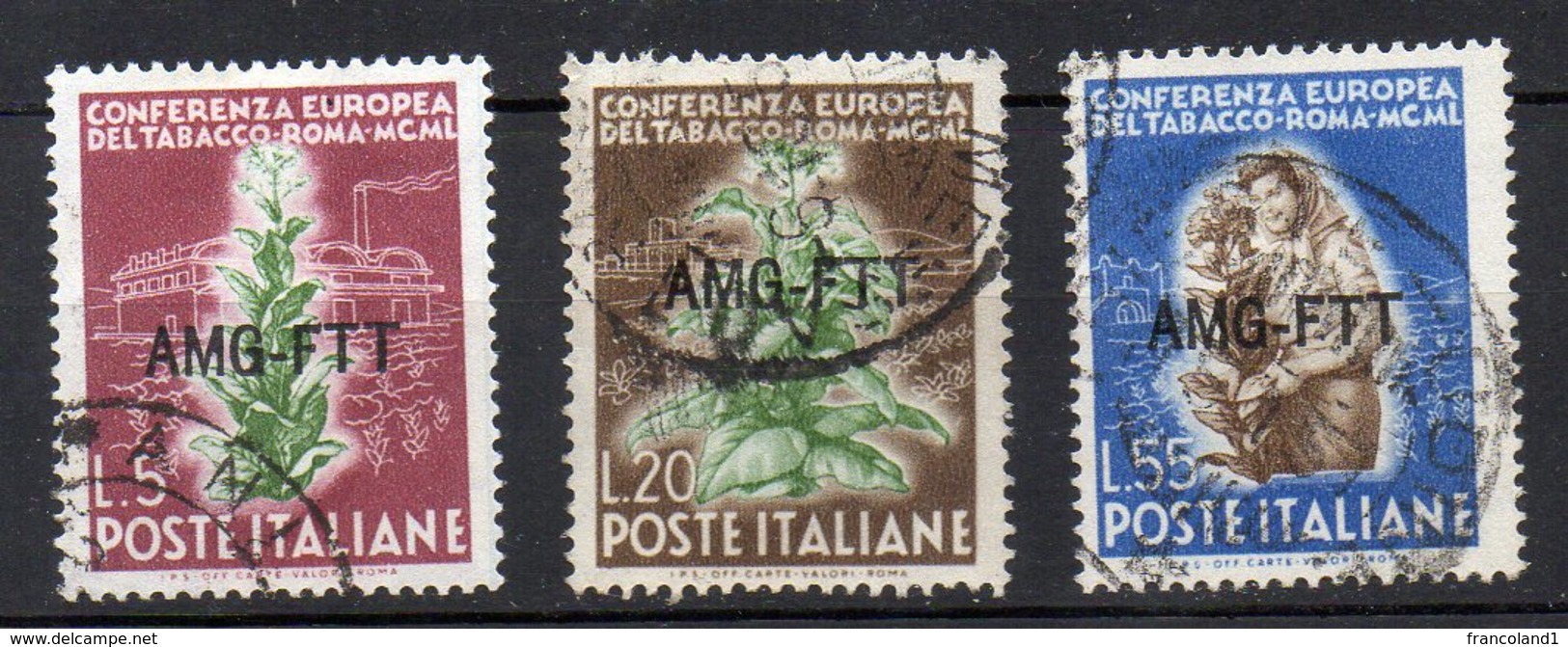 1950 Trieste A -  Tabacco N. 84 - 86 Timbrati Used Sassone 60 € - Used