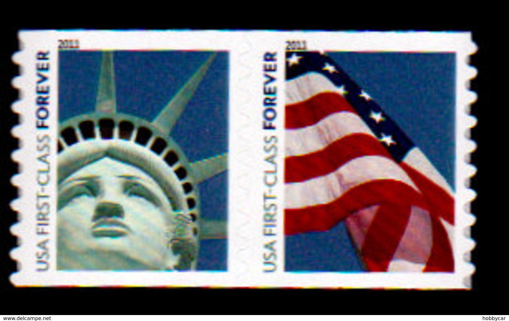 USA, 2011, Scott #4490-4491, Head Of Statue Of Liberty And Flag, Coil Pair,  Microprint 4EVR, MNH, VF - Ongebruikt