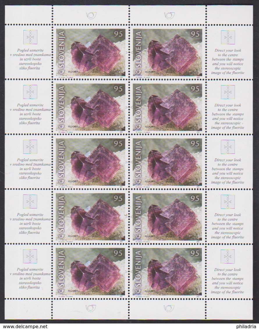 Slovenia, Mineral 2001, Miniature Sheet (10 Stamps), MNH - Slovenia