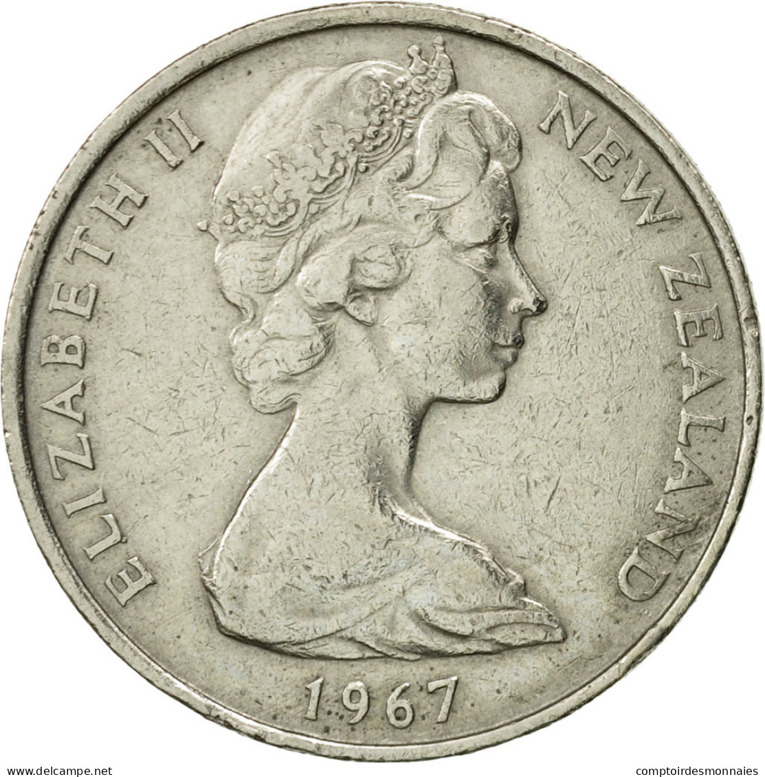 Monnaie, Nouvelle-Zélande, Elizabeth II, 10 Cents, 1967, TTB, Copper-nickel - Nouvelle-Zélande