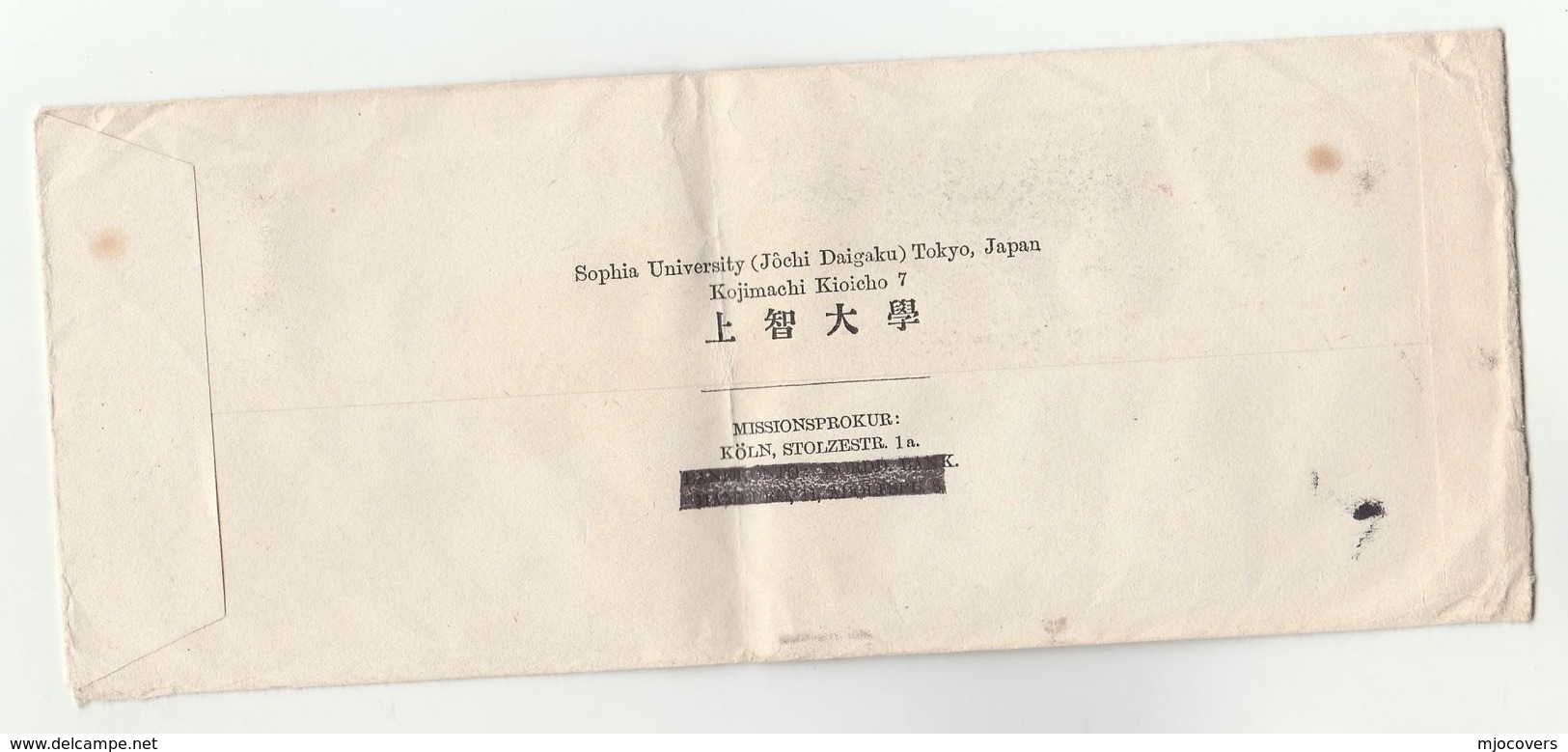 1920 ? JAPAN Cover SOPHIA UNIVERSITY Tokyo  To GERMANY Oberlahnstein , Stamps - Covers & Documents