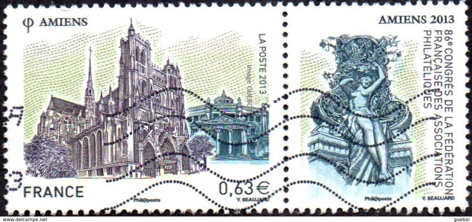 Oblitération Moderne Sur Timbre De France N° 4748 ** 86ème Congrès De La FFAP - Amiens, La Cathédrale - Sculpture - Used Stamps