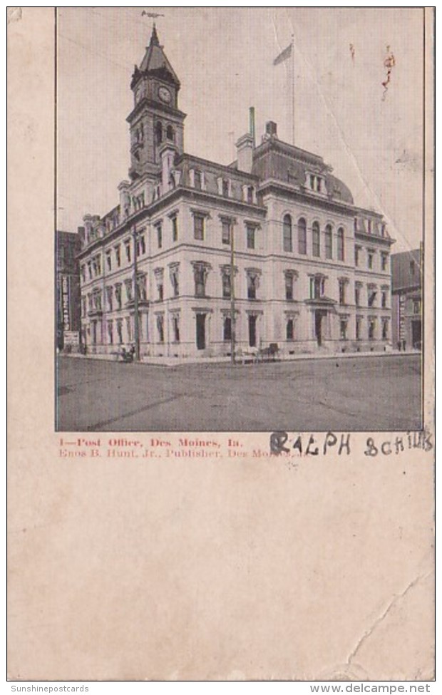 Iowa Des Moines Post Office 1908 - Des Moines