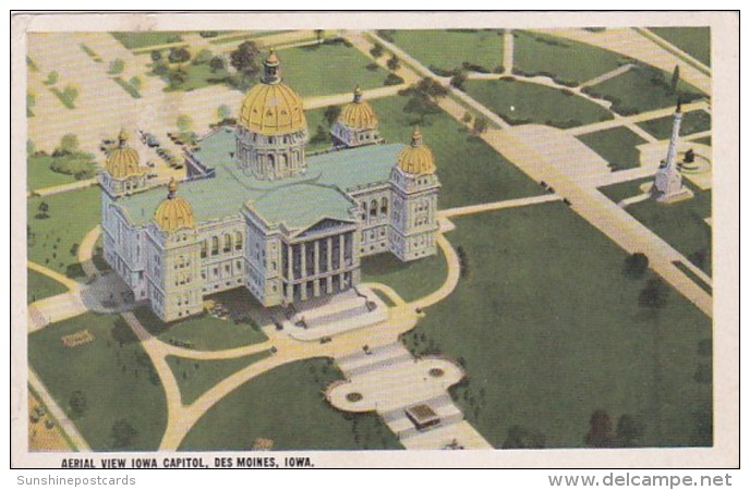 Iowa Des Moines Aerial View State Capitol 1930 - Des Moines