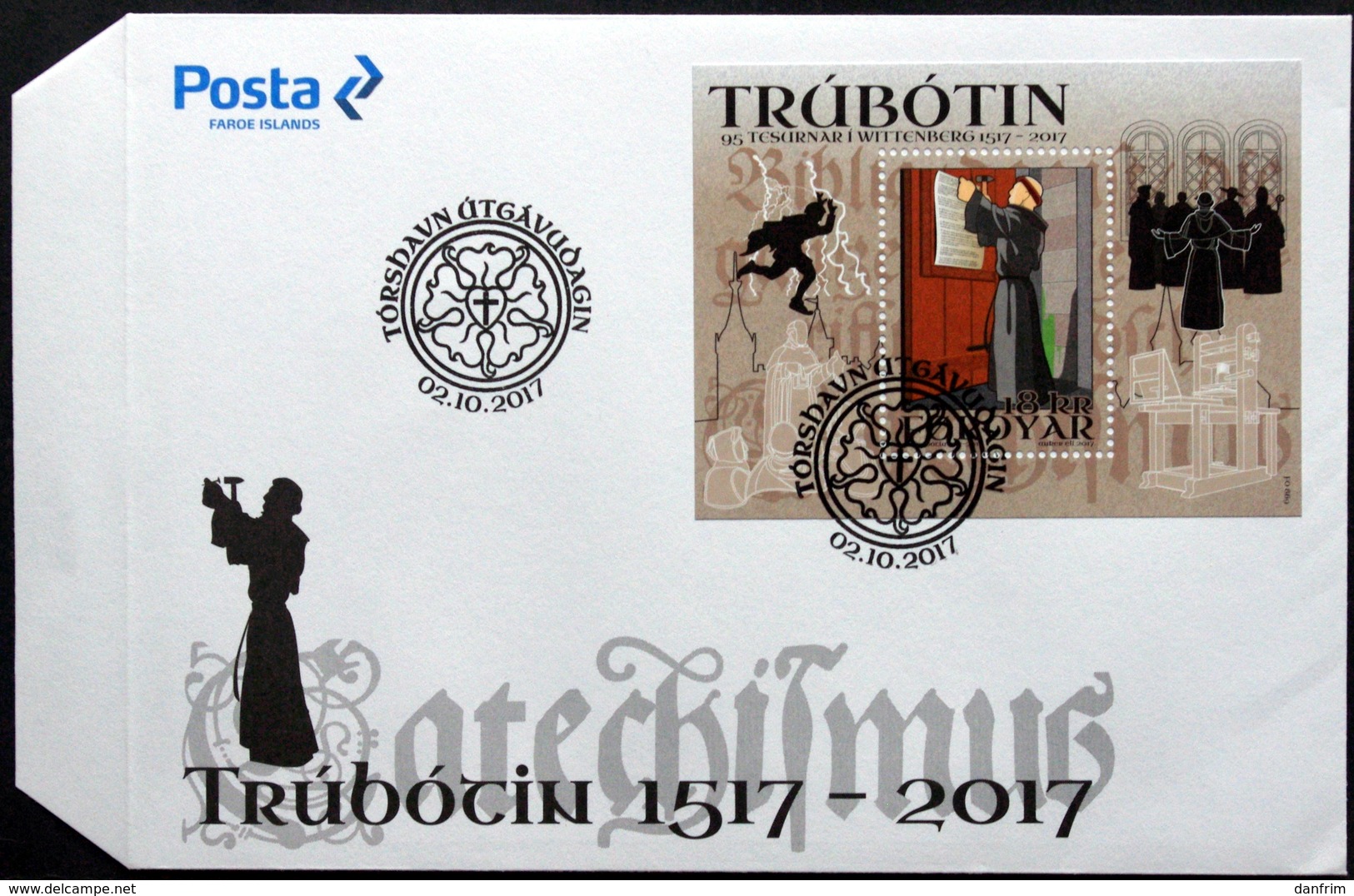 Faroe Islands  2017   500th Protestant Reformation    MiNr. 904 Block 45  FDC    ( Lot 6421) - Isole Faroer