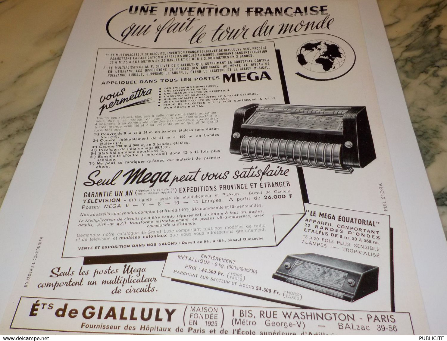 ANCIENNE PUBLICITE INVENTION FRANCAISE POSTE MEGA   1952 - Autres & Non Classés