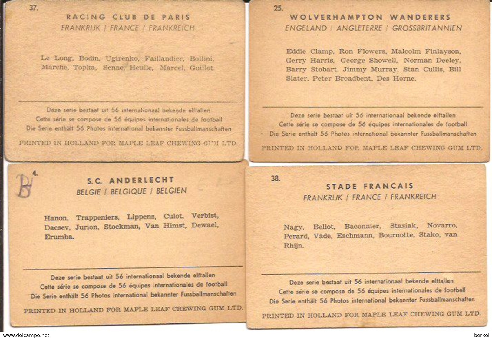 FOOTBALL-CLUBS PARIS- ANDERLECHT - WOLVERHAMPTON- STADE FRANCE 194/ D4 - Andere & Zonder Classificatie