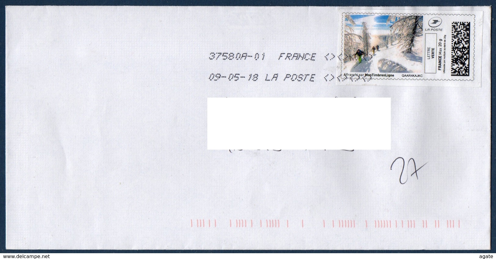 Montimbrenligne Randonnée Lettre Verte Sur Enveloppe Date 09/05/18 - Timbres à Imprimer (Montimbrenligne)