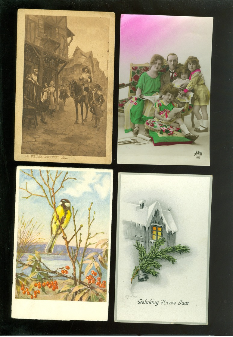 Beau lot de 60 cartes postales de fantaisie   Mooi lot 60 postkaarten van fantasie -  60 scans