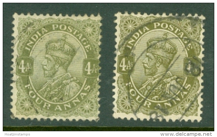 India: 1911/22   KGV      SG174 / 175     4a   Deep Olive And Olive Green Used - 1911-35 King George V