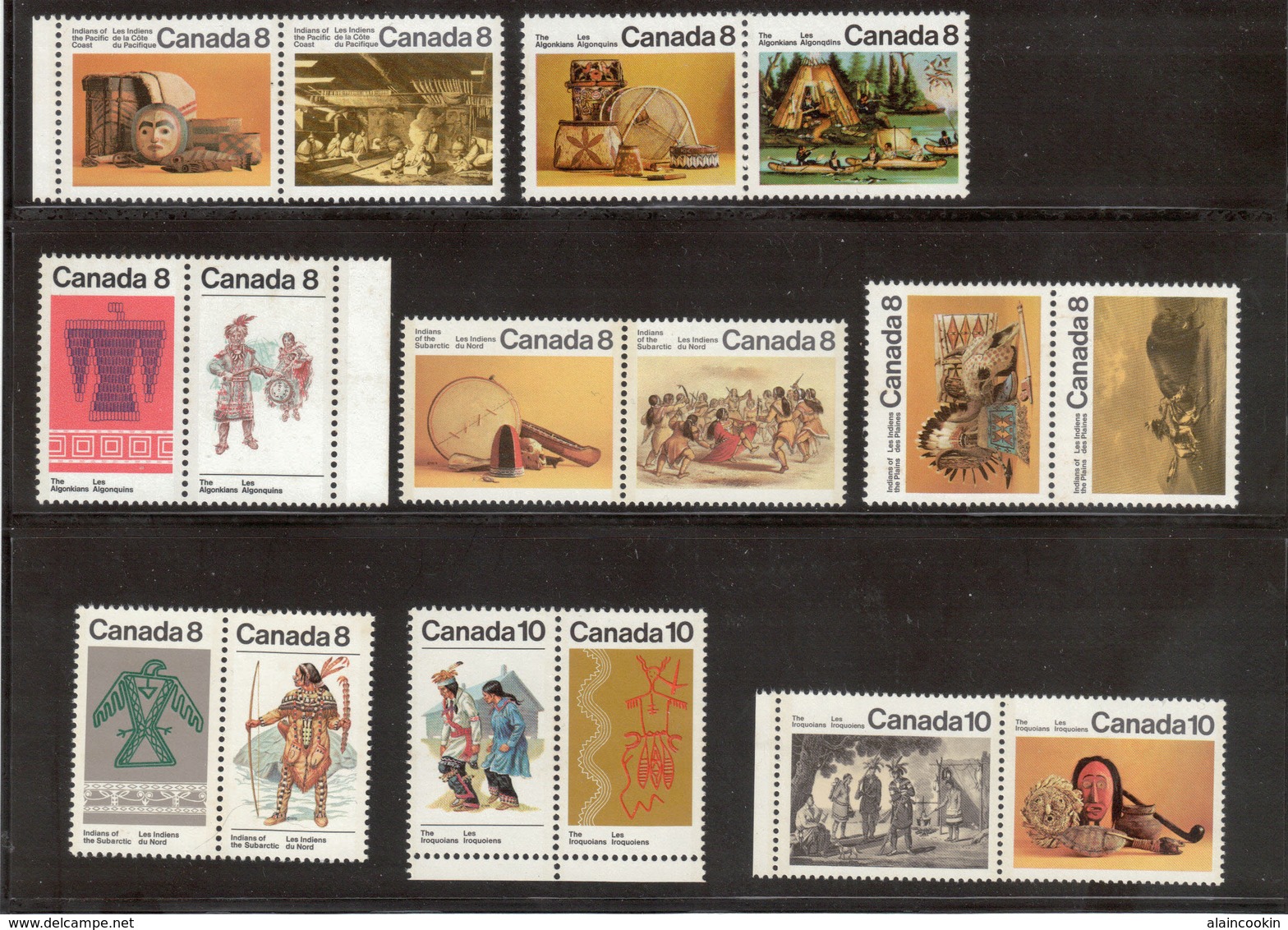 E34 - CANADA - Les Indiens - 16 Timbres Différents Tous**. Livraison Sous Pochette - Unused Stamps