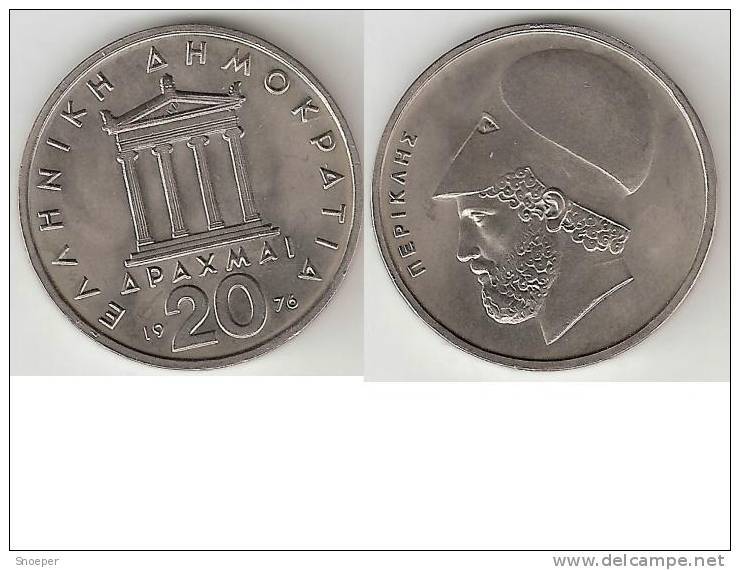 Greece 20 Drachme 1976  Km 120  Xf+  !!!!! - Grèce