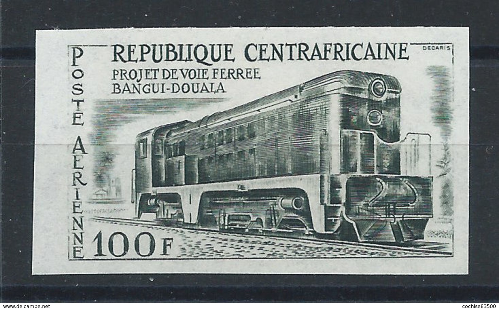 Centrafrique PA N°15** (MNH) 1963 - Trains - Essai De Couleur Non Dentelé - Eisenbahnen