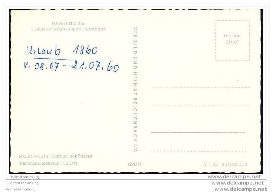 01737 Hartha - FDGB-Erholungsheim Forsthaus 1960 - Hartha