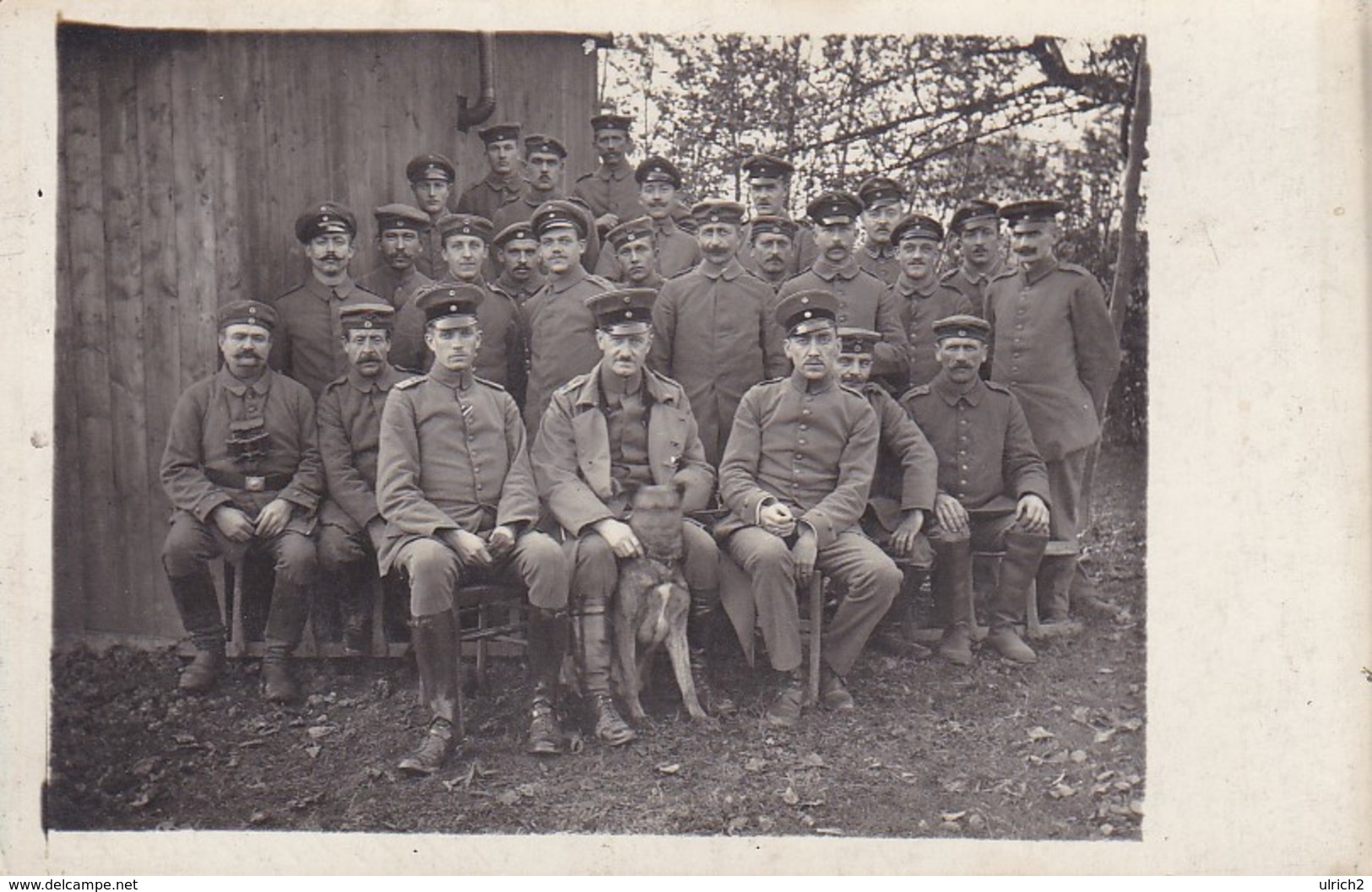 AK Foto Deutsche Soldaten Mit Hund - Feldpost Ballonabwehrkanonen-Zug 9 - Feldpost 452 - 1916 (35923) - Guerre 1914-18