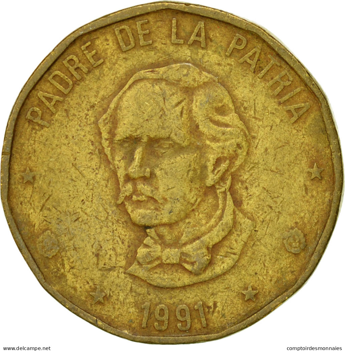 Monnaie, Dominican Republic, Peso, 1991, TTB, Laiton, KM:80.1 - Dominicaanse Republiek