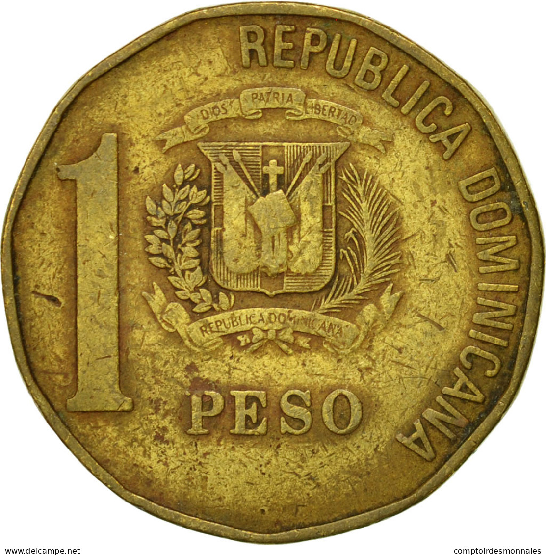 Monnaie, Dominican Republic, Peso, 1991, TTB, Laiton, KM:80.1 - Dominicaine