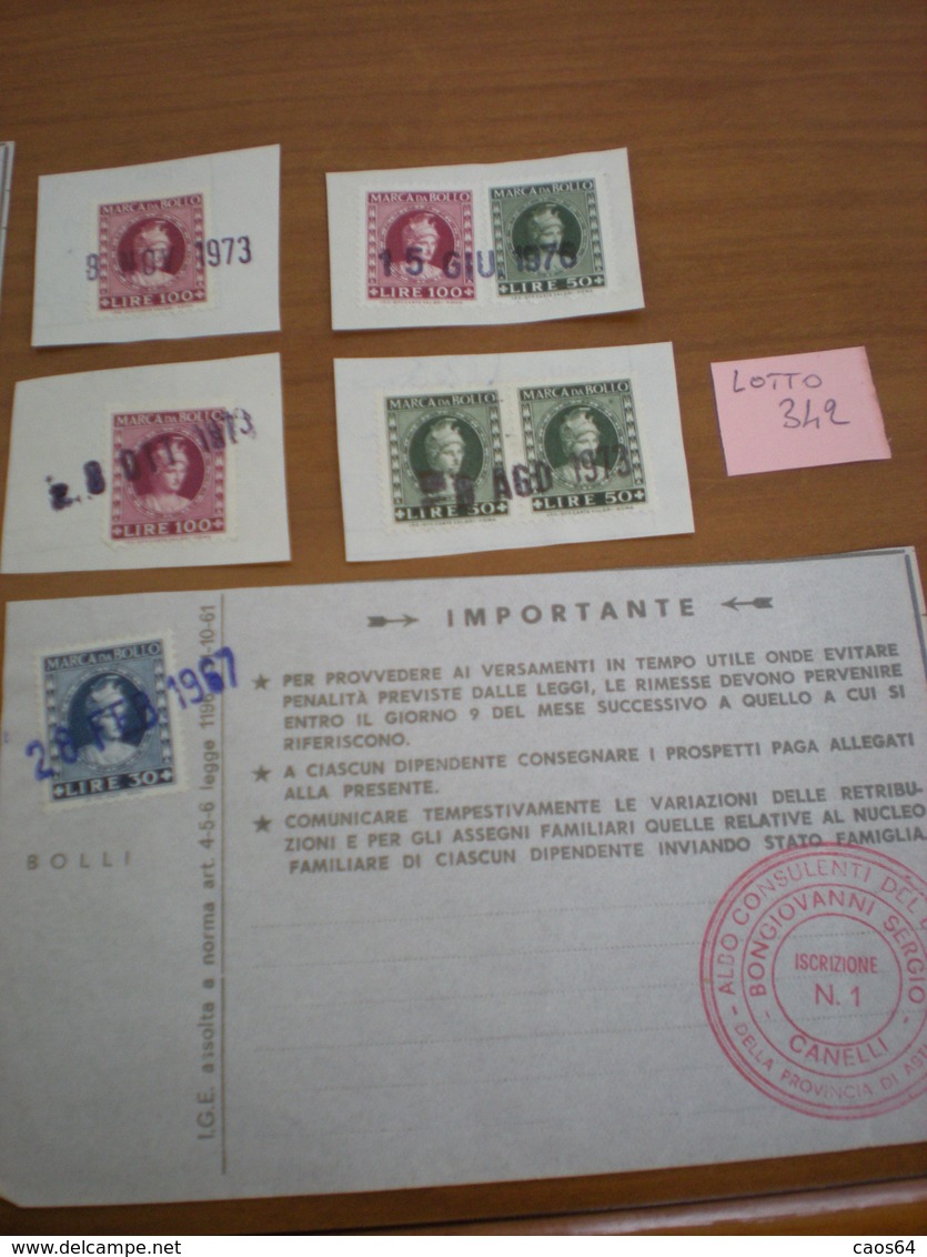 MARCA BOLLO   ITALIA REPUBBLICA  LOTTO - Revenue Stamps