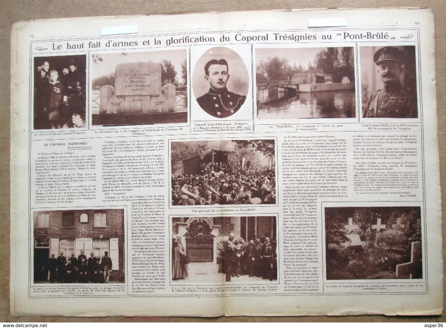 Magazine Avec Article "Le Haut Fait D'armes Et La Glorification Du Caporal Trésignies Au Pont-Brûlé" 1923 - 1914-18