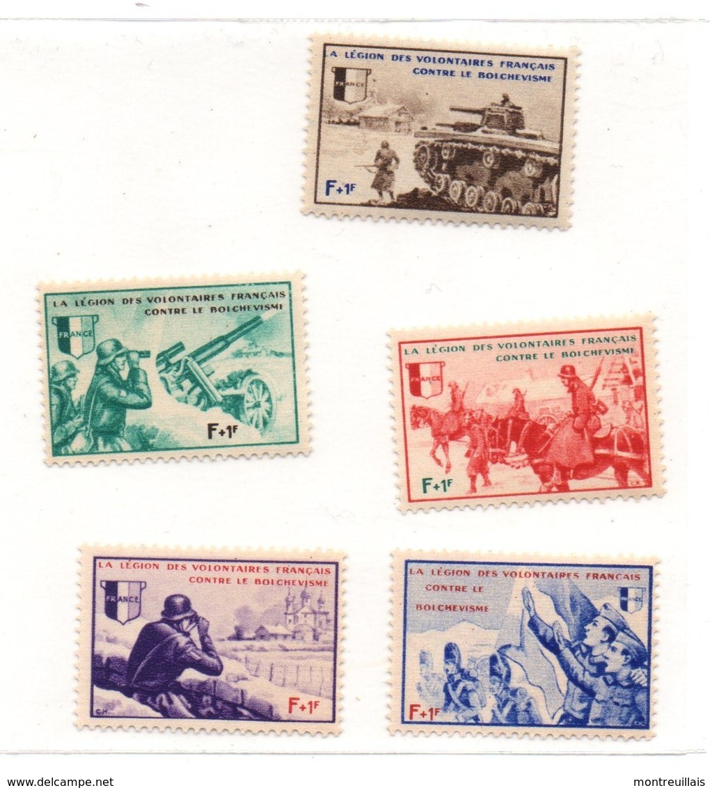 Lot De 5 Timbres : Légion Volontaires Français Contre Le Bolchevisme, F + 1 F - Militärmarken