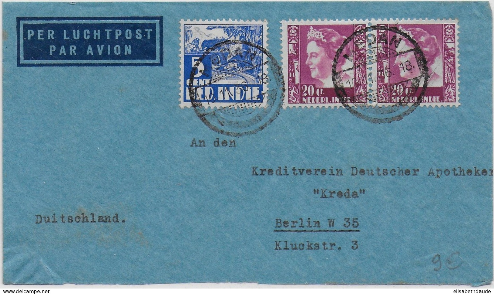 INDES NEERLANDAISES - 1936 - LETTRE Par AVION De MEDAN => BERLIN (ALLEMAGNE) - Nederlands-Indië