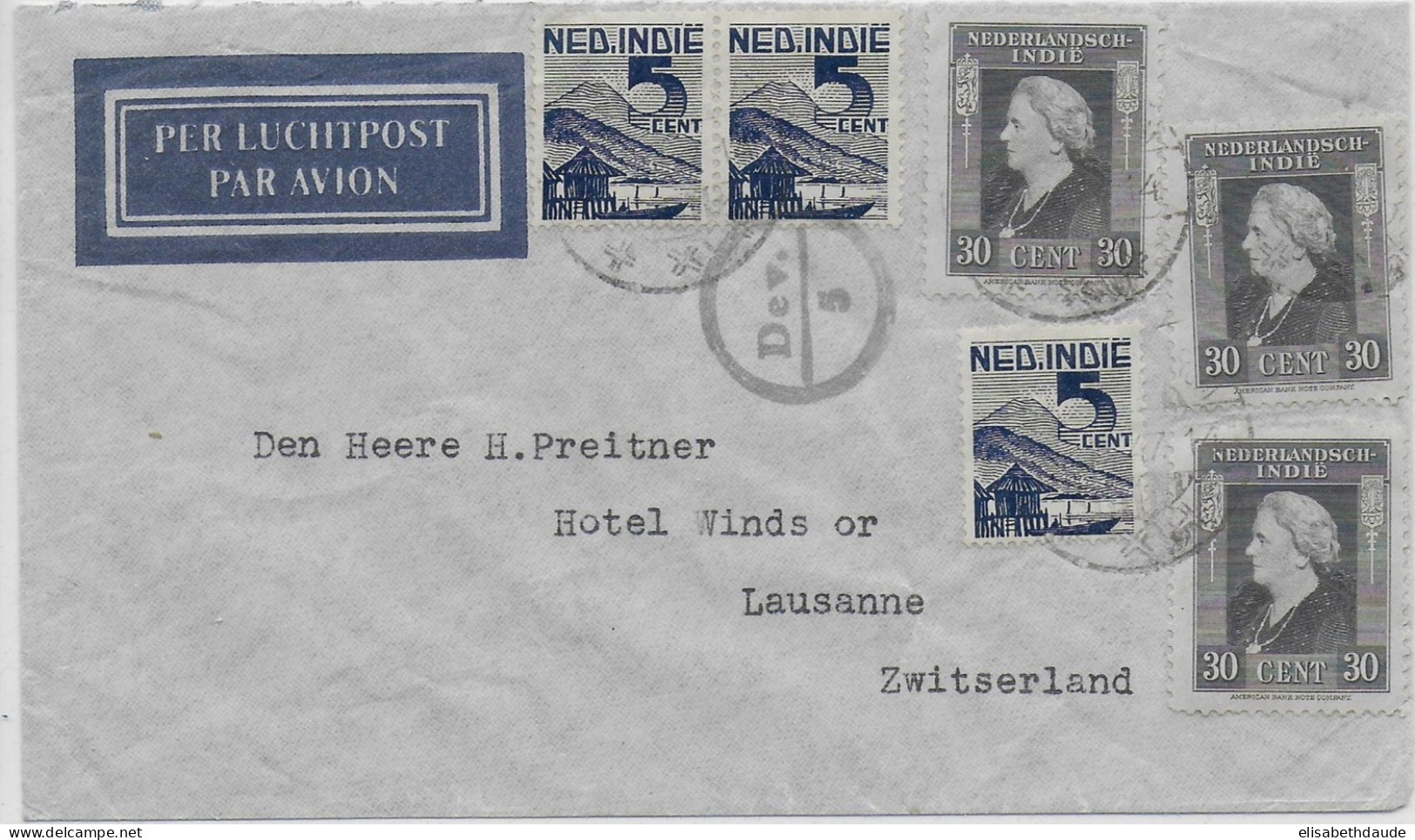 INDES NEERLANDAISES - 1947 - LETTRE Par AVION De BATAVIA => LAUSANNE (SUISSE) - Niederländisch-Indien