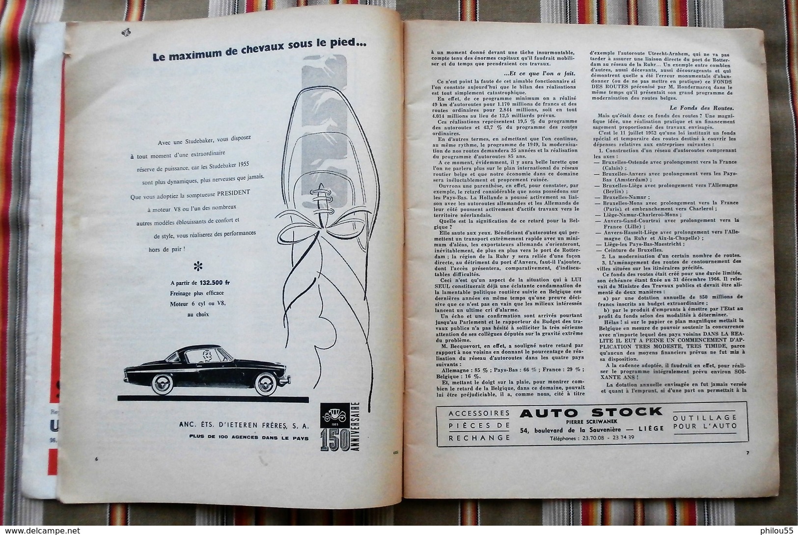 Revue MOTOR  n° 4 1955 Royal Motor Union LIEGE PUB