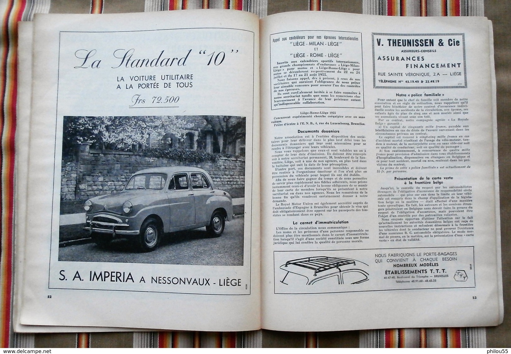 Revue MOTOR  n° 4 1955 Royal Motor Union LIEGE PUB