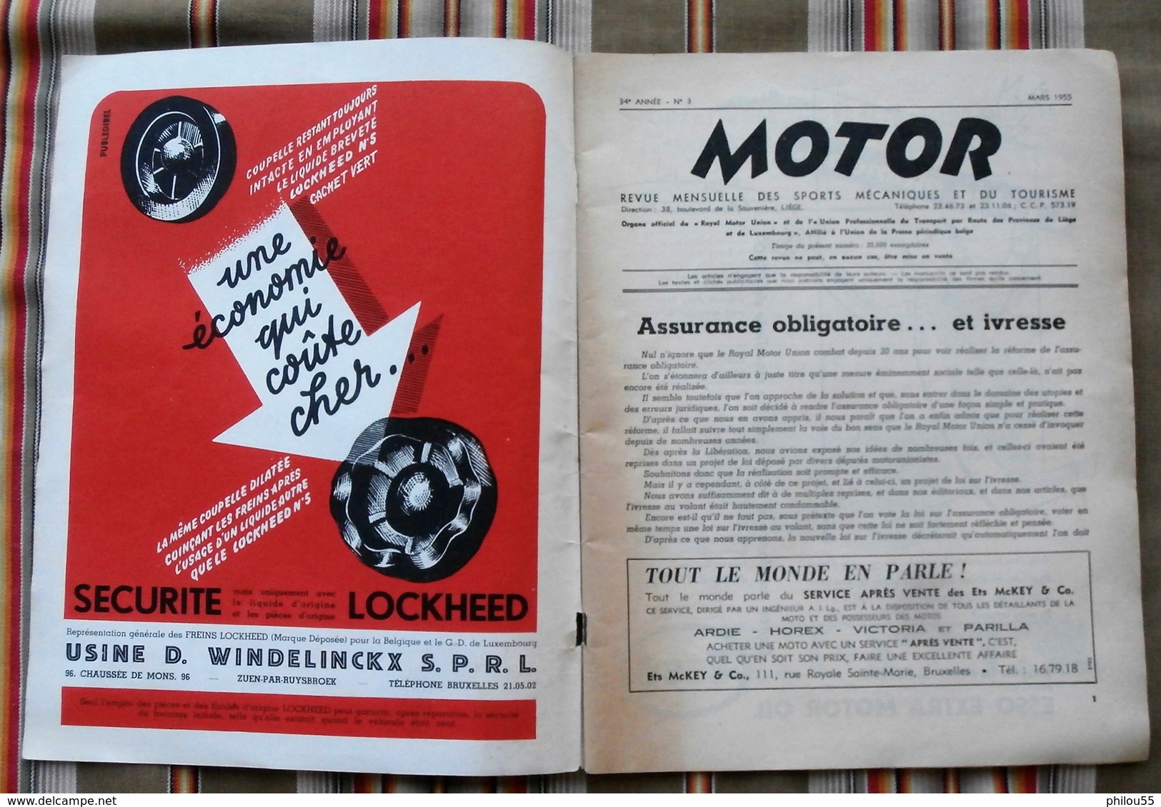 Revue MOTOR  N° 3 1955 Royal Motor Union LIEGE PUB - Auto/Moto