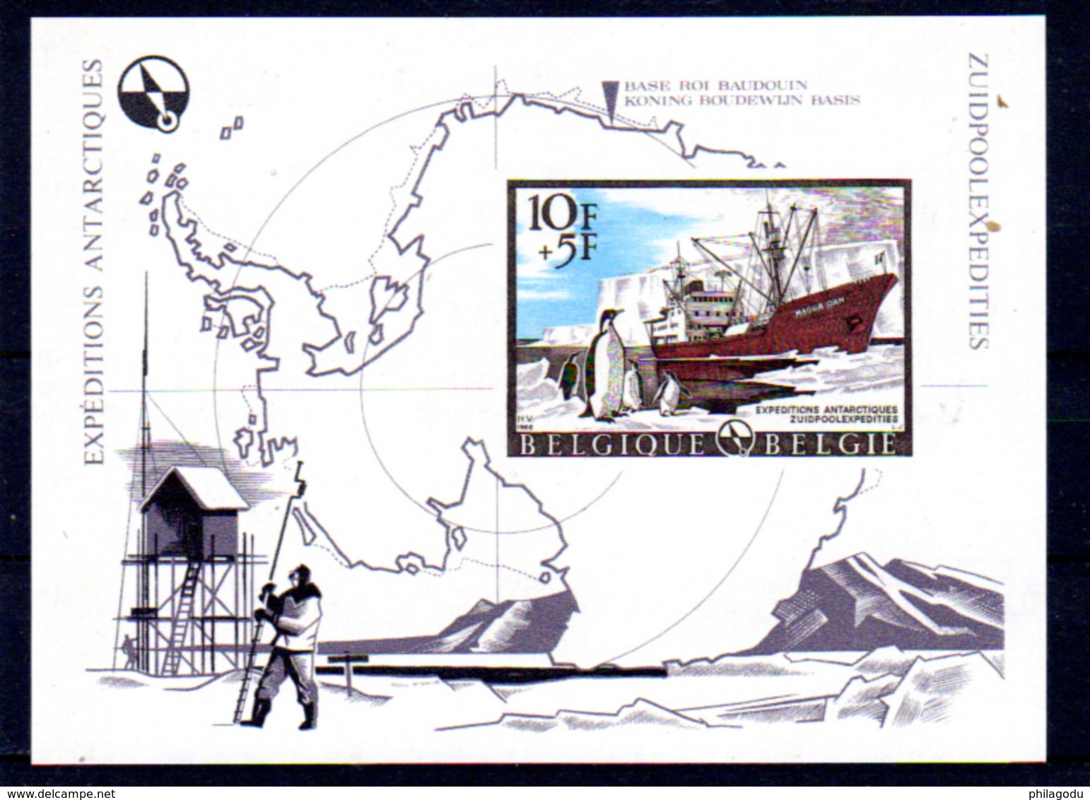 1966  Belgique, Antarctique, BF 42**  Non Dentelé (tirage 370 Ex),Ship Bateau Pinguin Manchot - Autres & Non Classés