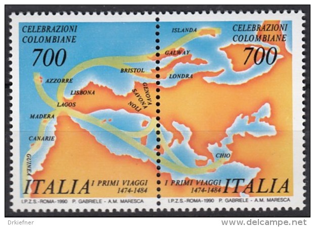 ITALIEN 2103-2104, Paar, Postfrisch **, 500. Jahrestag Der Entdeckung Von Amerika, 1990 - 1981-90: Ungebraucht