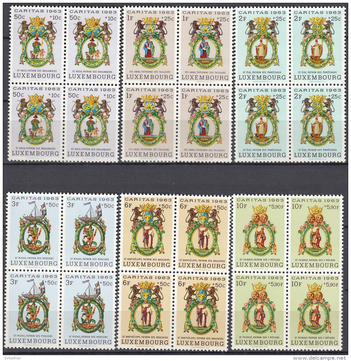 LUXEMBURG  684-689, 4erBlock, Postfrisch **, Caritas: Zunftschilder 1963 - Ungebraucht