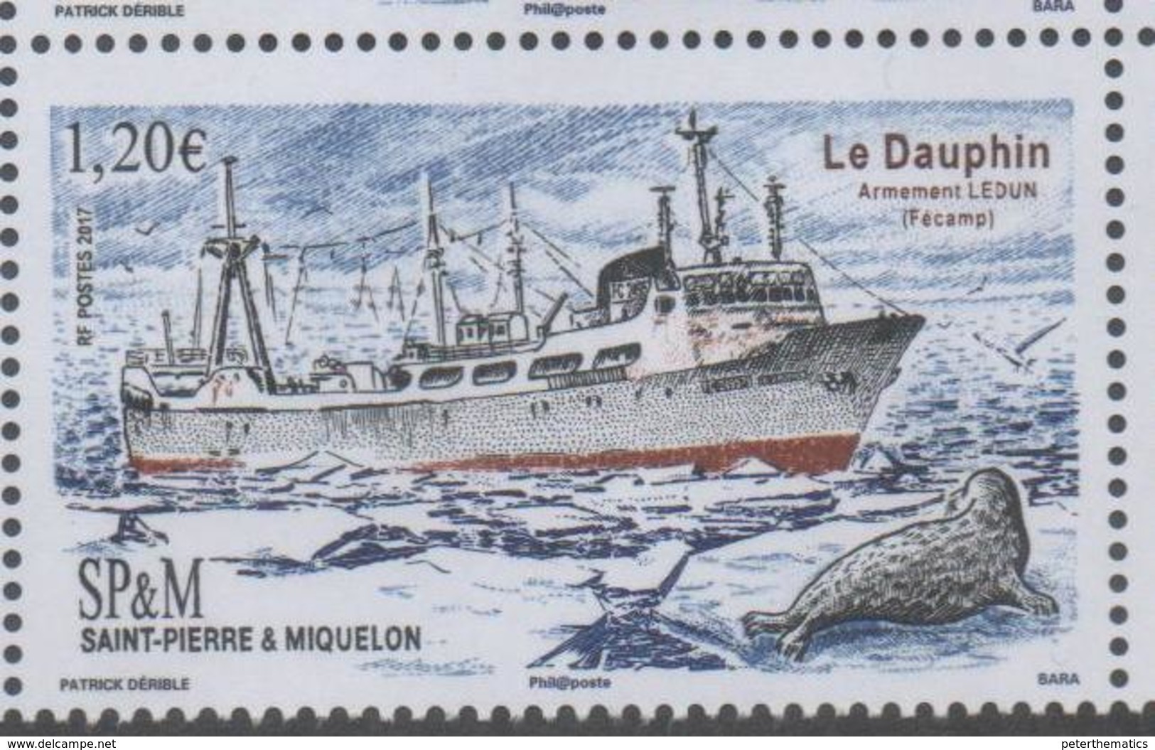 ST. PIERRE ET MIQUELON, SPM, 2017, MNH, SHIPS, SEALS, LE DAUPHIN, 1v - Ships