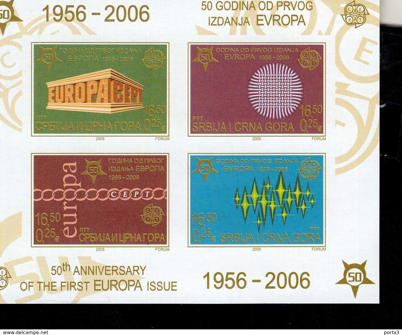 CEPT 50 Jahre Europamarken Jugoslavien Block 59 B  MNH ** Postfrisch - 2005