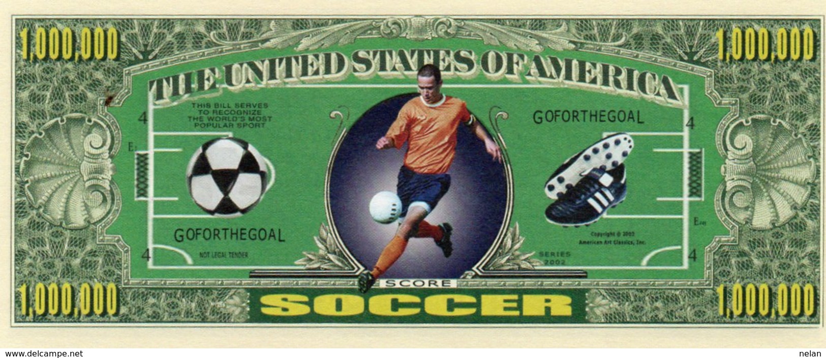 STATI UNITI-1 MILLION DOLLARS-SOCCER-2002- EMISSIONI DI  FANTASIE-UNC - Altri & Non Classificati