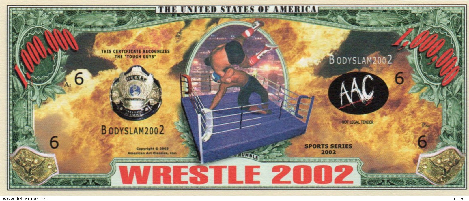 STATI UNITI-1 MILLION DOLLARS-WRESTLE-2002- EMISSIONI DI  FANTASIE-UNC - Altri & Non Classificati