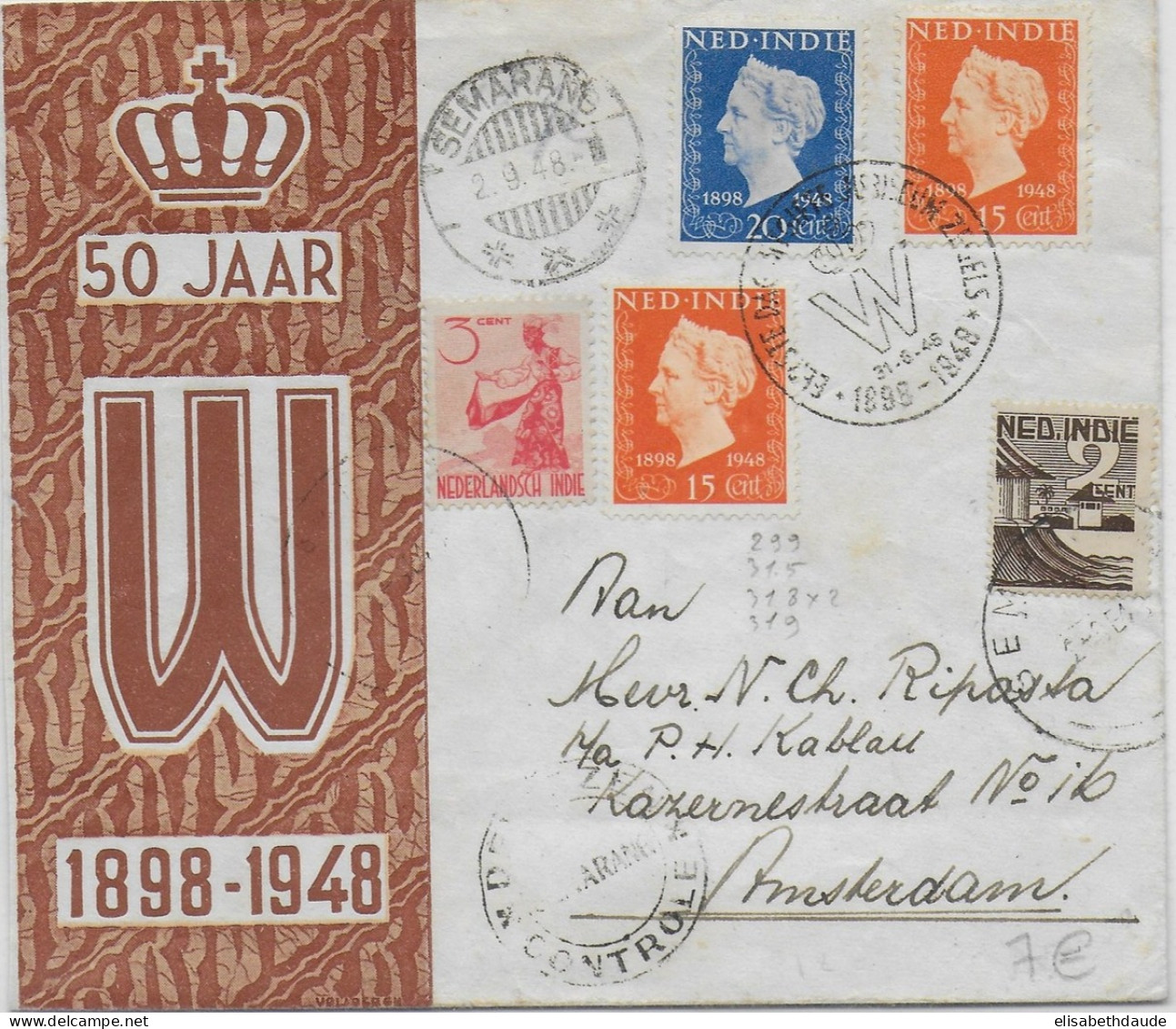 INDES NEERLANDAISES - 1948 - ENVELOPPE FDC Par AVION De SEMARANG => AMSTERDAM - Nederlands-Indië