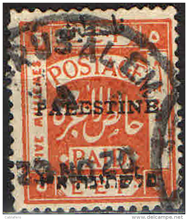 PALESTINA - 1920 - FRANCOBOLLO OCCUPAZIONE MILITARE BRITANNICA CON SOVRASTAMPA - OVERPRINTED - USATO - Palestine